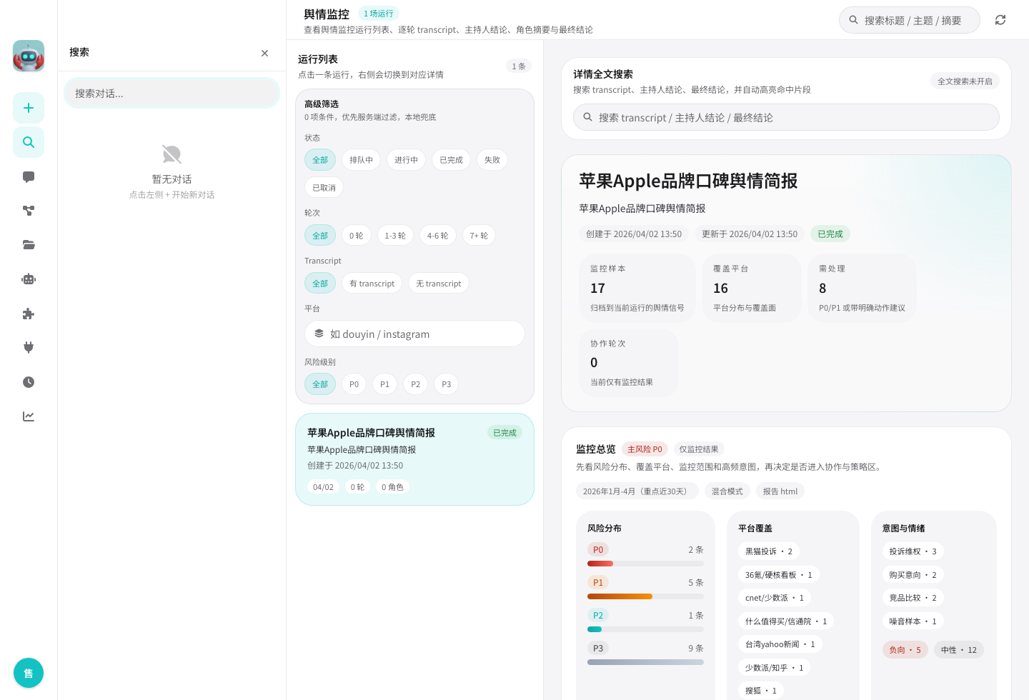 舆情监控页面